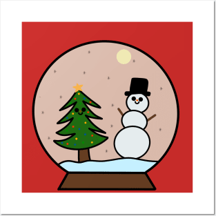 Snowman and Christmas Tree Posters and Art